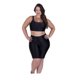 Conjunto Bermuda + Top Com Bojo Plus Size Fitness Academia