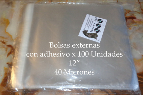 100 Bolsas Externas Con Adhesivo Para Discos De Vinilo