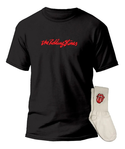 Pack Playera Y Calcetas Bandas De Rock Logo Lengua Musica