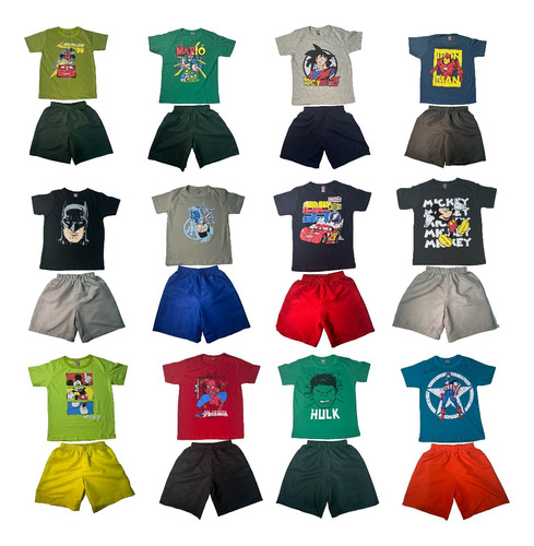 Kit 10 Peças De Roupa Menino 5 Camisas + 5 Shorts - 2 Ao 8