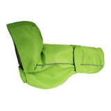 Impermeable Perro Polux Chico Capucha Cinta Reflejante Verde