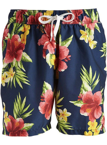 Pantaloneta De Baño Playa Hombre Talla M Hawaiana Azul Denim