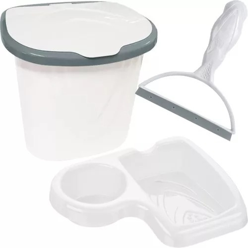 Kit Porta Detergente Rodinho E Lixeira Pia Cozinha Plástico