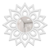 Espelho Mandala Florada Na Cor Branca Decorativo - 40cm 