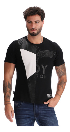 Playera Negra De Hombre Texturizada Con Puntos Boy London