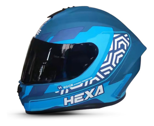 Casco Motocicleta Edge Integral Frankie Hexa Azul