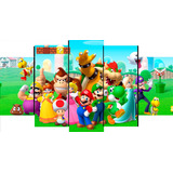 Cuadro 5 Piezas Mario Bros Videojuego 150x80cm 