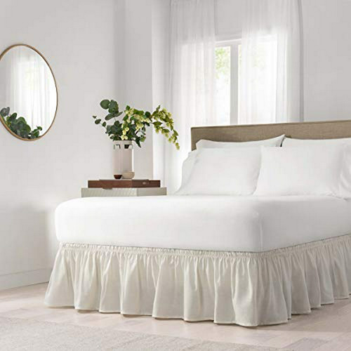 Faldón Elástico Adaptable Para Cama, 18  Queen/king, Ivory.