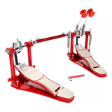 Pedal Duplo X-pro De Bateria Profissional Action Vermelho