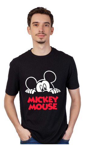 Raton Mickey - Remera Negra - Unisex - Manga Corta - Logo