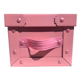 Caja Baulera Rosa Pastel Organizadora Mediana 39x30x18cm