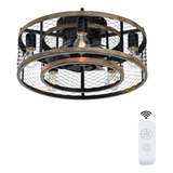 Tfvv 20 Caged Ceiling Fan With Light,low Profile Flush Moun.