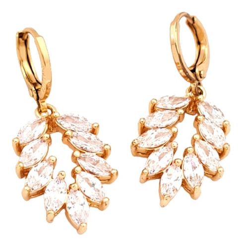 Aretes Largos Mujer Oro Laminado 18k Huggies Elegantes 