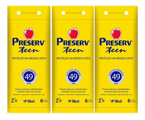  Preservativo Preserv Teen  49mm C/6 (kit C/03)