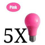 Kit 5x Lâmpada Led Colorida Decorativa Bulbo Bivolt E27 Rosa