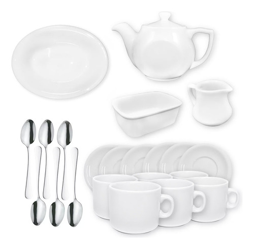 Set De Vajilla 22 Piezas Porcelana Schmidt Taza Plato Tetera