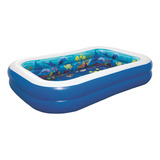 Piscina Inflable Rectangular Bestway 54177 3d Undersea Adventure De 2.62m X 1.75m X 51cm 778l Azul Y Blanca Caja