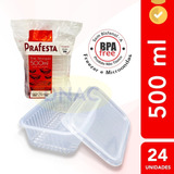 Descartável 500ml Freezer Microondas Pote Marmita - 24 Un.