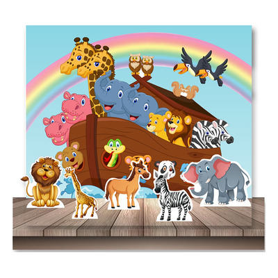 Kit Decoração Painel De Festa E Displays Mesa Arca De Noé