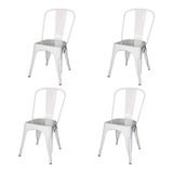 Silla De Comedor Starway Tolix, Estructura Color Blanco Brillante, 4 Unidades