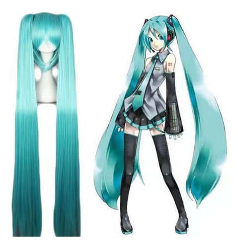 Peluca De Anime Hatsune Miku, Peluca De Doble Cola De Caball