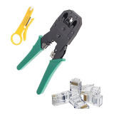 Pinza Ponchadora Red Rj45 Rj11 Rj9 Con Pela Cable + 10 Conec