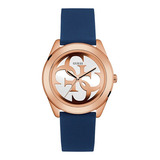 Reloj Guess W0911l6 G Twist Quartz Mujer Color De La Correa Rosa Claro Color Del Bisel Azul