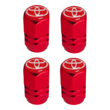 4 Tapones De Válvula Toyota Para Llantas Aluminio Rojo