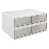 2 Piece Stackable Makeup Organizer Drawer Set, 4 Drawer...