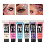 Set 6 Glitter Gel Con Lentejuelas Para Rostro Cuerpo Cabello