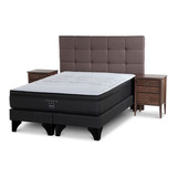 Cama Europea Tempo  Base Dividida Con Muebles Issey Visón