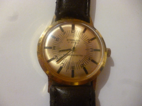 Reloj Steelco De Cuerda Retro Vintage 17 Joyas Correa Cuero