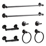  Set 8 Accesorios Para Baño Negro Mate