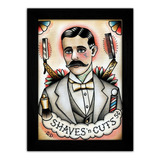 Quadro Decorativo Grande Barber Shop Barbeiro Shaves Cuts 