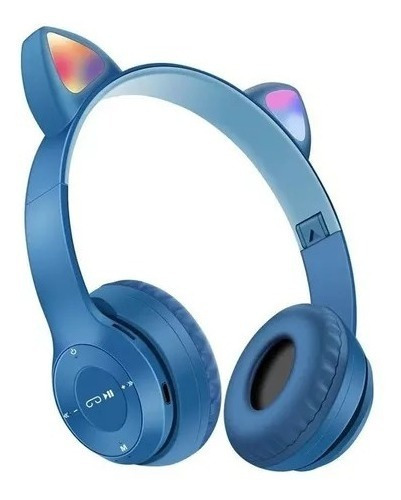 Auricular Inalámbrico Bluetooth Orejas De Gato C473 Noga Color Azul