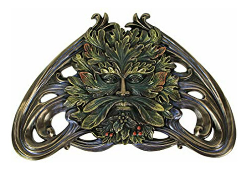 Placa De Pared Art Nouveau Greenman, 4 , Multicolor