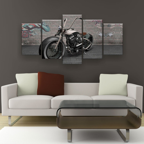 Quadro Decorativo Moto Parede Grafitada Sala Quarto Painel