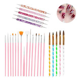 Kit 25pza De Pinceles Para Uñas Acrílico Manicura Decoración