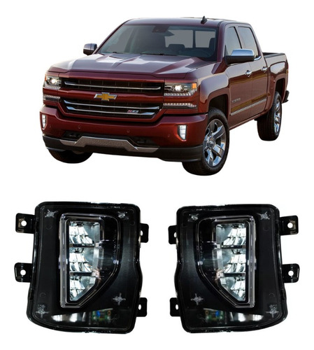 Par Juego Faros Niebla Silverado Cheyenne 2016 2017 Leds Tyc