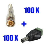 Kit 100 Conector P4 Macho Borne + 100 Bnc Macho Mola Cftv