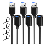 Cable Extensor Usb De 1.6 Pies (paquete De 3), Cable De Exte