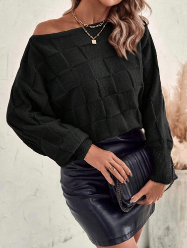 Blusa De Frio Suéter Tricot Manga Morcego Moda Inverno