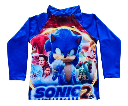 Conjunto Juvenil Sunga + Camisa Sonic 2 Proteção Uv50 Menino