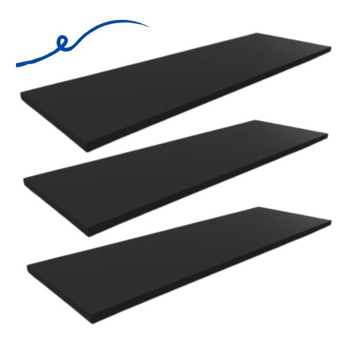 3 Prateleiras De Parede 120x30 Madeira Mdf Preto 