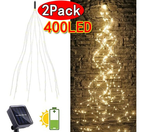 Pack2 200 Luzes De Fadas Solares Conduzidas, Decoração De Ár