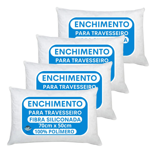 Kit 4 Enchimentos Refil Para Travesseiro 70x50 Anti Alergica