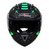 Casco Moto Abatible Iron Racing Dot Negro/verde Cobra