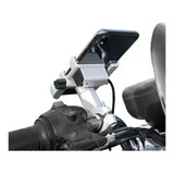 Soporte Para Móvil Moto Aluminio Con Toma Usb Waze/gps/apps