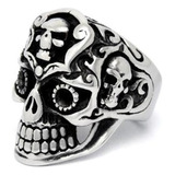 Anillo Calavera Con Calaveras Chicas Acero Quirurgico 316l 