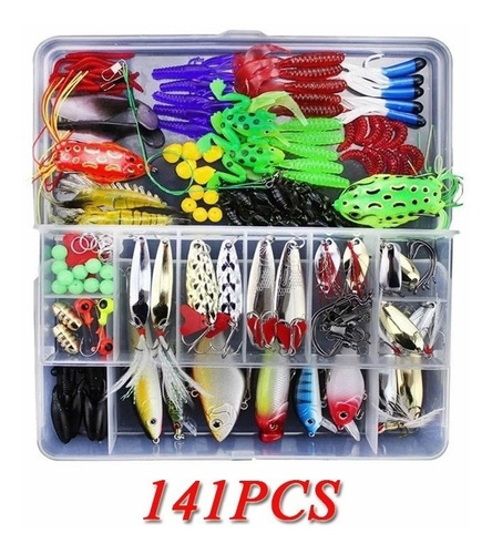 141pcs Señuelo De Pesca Aparejos Mixtos Duros Y Suaves Cebos